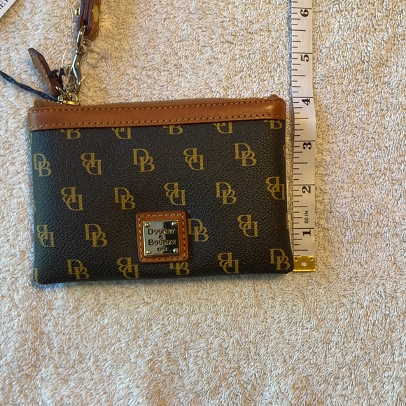 Dooney & Bourke Dark Brown and Tan Logo Wristlet - Picture 3 of 6